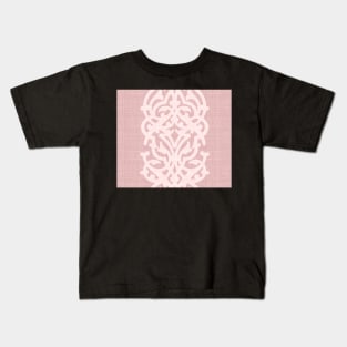 Pink linen whit white damask Kids T-Shirt